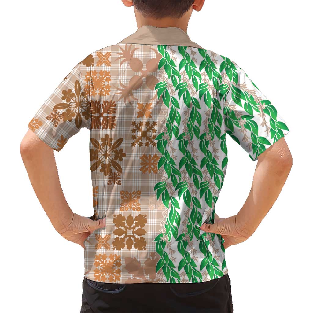 Aloha Hawaii Palaka Tuberose Lei Family Matching Short Sleeve Bodycon Dress and Hawaiian Shirt Hawaiian Quilt Seamless Style LT14 - Polynesian Pride