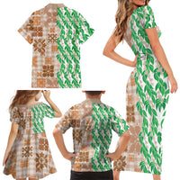 Aloha Hawaii Palaka Tuberose Lei Family Matching Short Sleeve Bodycon Dress and Hawaiian Shirt Hawaiian Quilt Seamless Style LT14 - Polynesian Pride