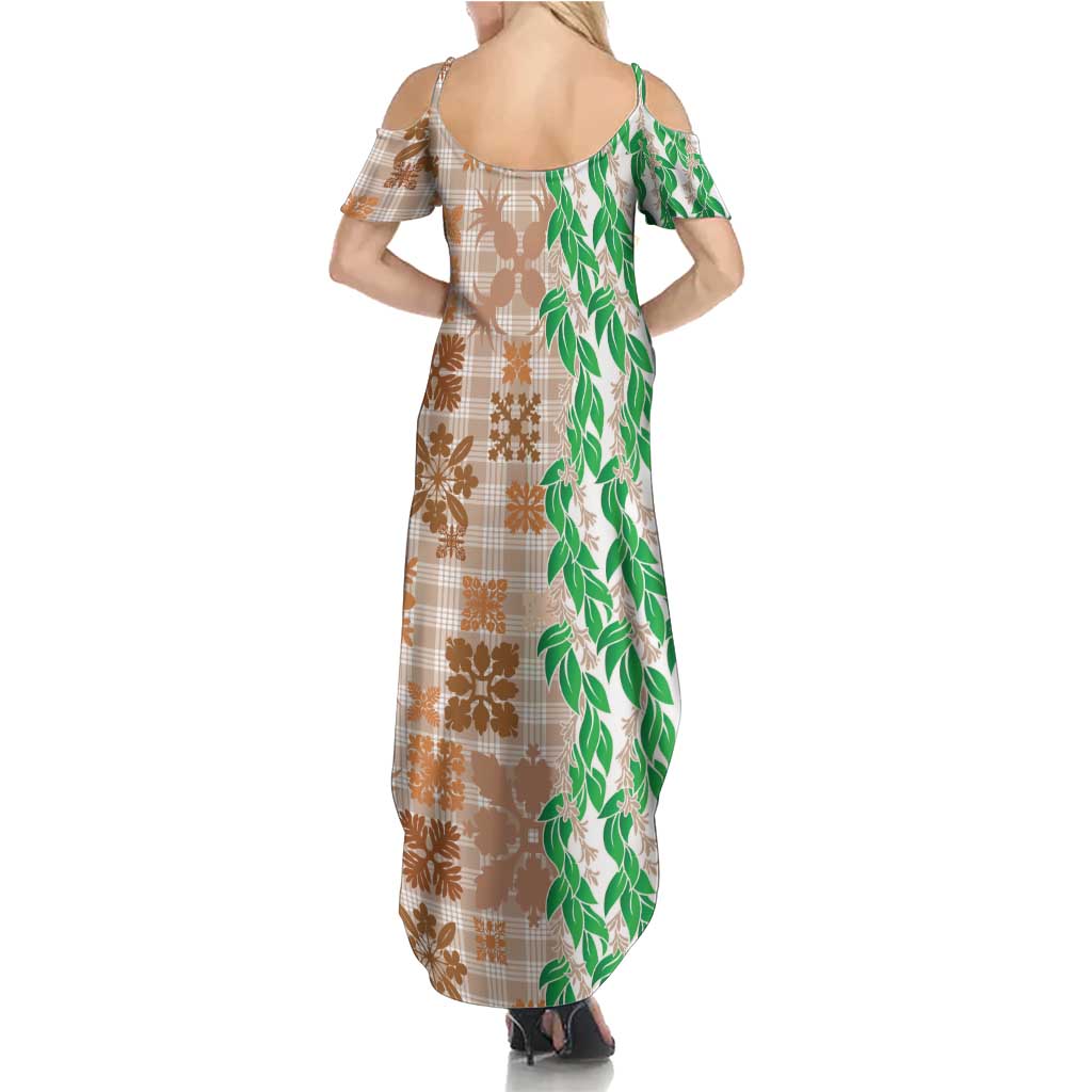 Aloha Hawaii Palaka Tuberose Lei Family Matching Summer Maxi Dress and Hawaiian Shirt Hawaiian Quilt Seamless Style LT14 - Polynesian Pride