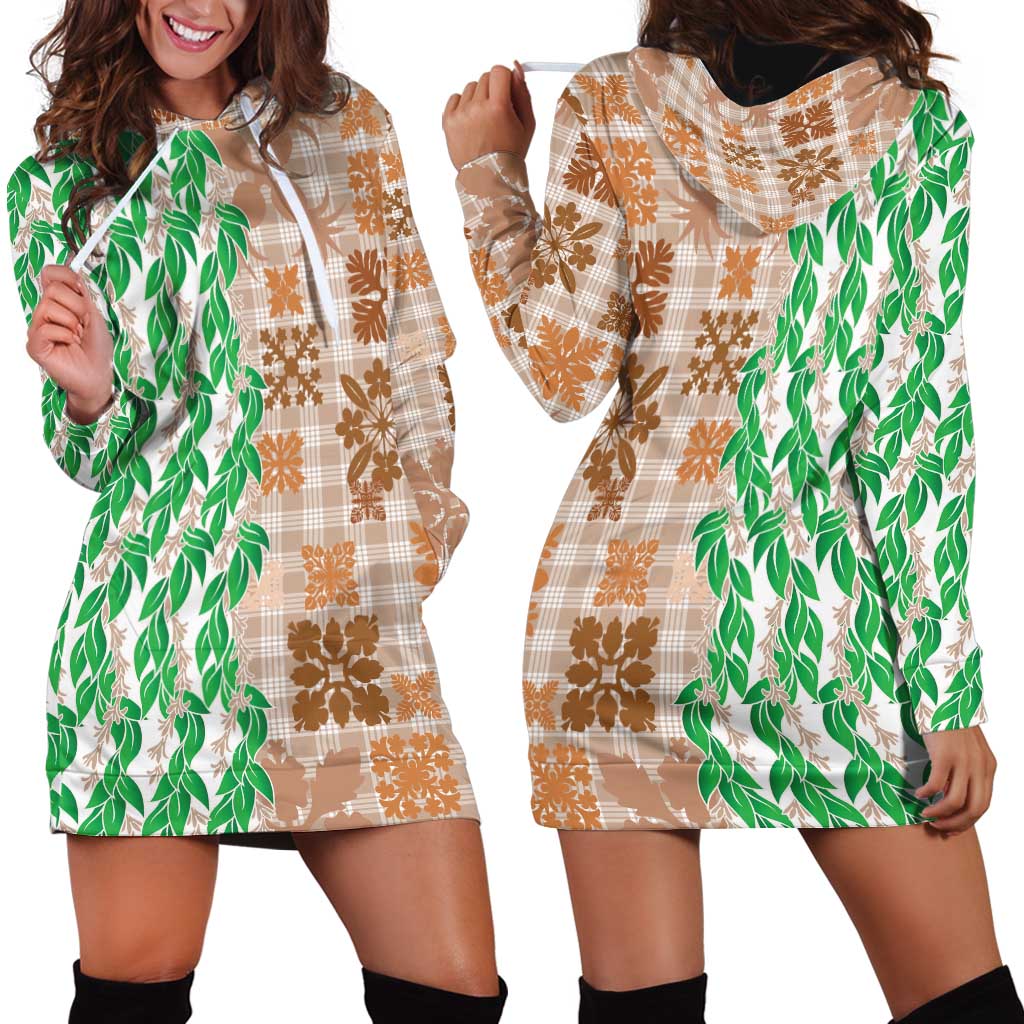 Aloha Hawaii Palaka Tuberose Lei Hoodie Dress Hawaiian Quilt Seamless Style LT14 - Polynesian Pride