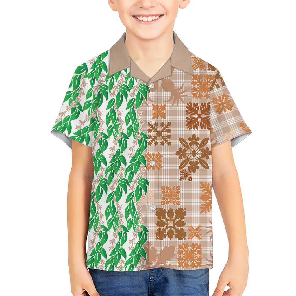 Aloha Hawaii Palaka Tuberose Lei Kid Hawaiian Shirt Hawaiian Quilt Seamless Style - Polynesian Pride