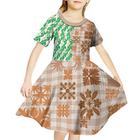 Aloha Hawaii Palaka Tuberose Lei Kid Short Sleeve Dress Hawaiian Quilt Seamless Style - Polynesian Pride