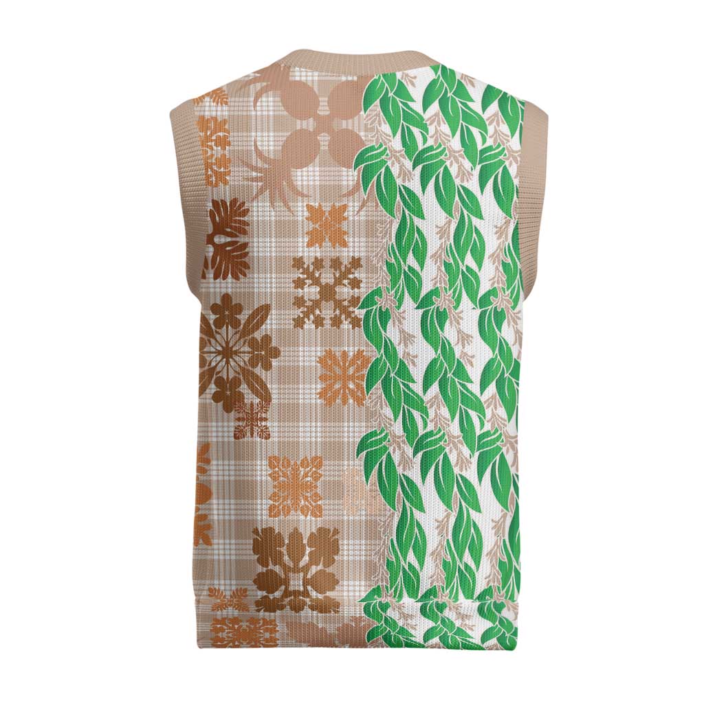Aloha Hawaii Palaka Tuberose Lei Christmas Knitted V-Neck Vest Hawaiian Quilt Seamless Style LT14 - Polynesian Pride
