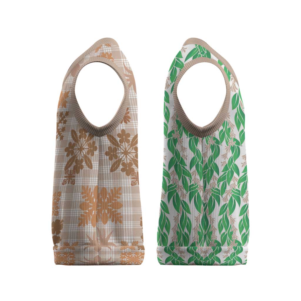 Aloha Hawaii Palaka Tuberose Lei Christmas Knitted V-Neck Vest Hawaiian Quilt Seamless Style LT14 - Polynesian Pride