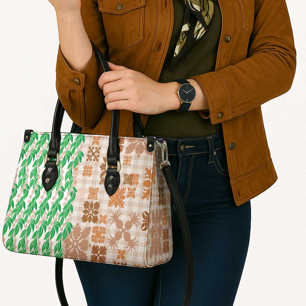 Aloha Hawaii Palaka Tuberose Lei Leather Bag Hawaiian Quilt Seamless Style - Polynesian Pride