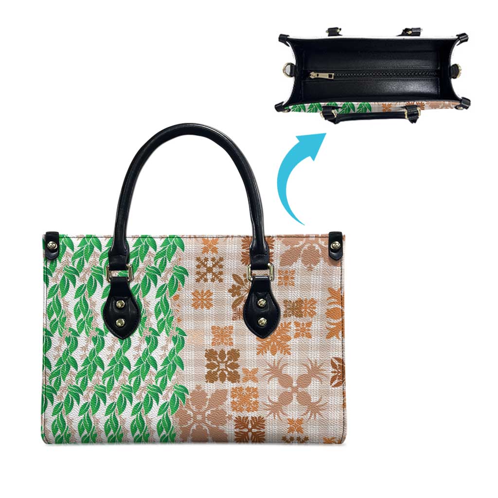 Aloha Hawaii Palaka Tuberose Lei Leather Bag Hawaiian Quilt Seamless Style - Polynesian Pride
