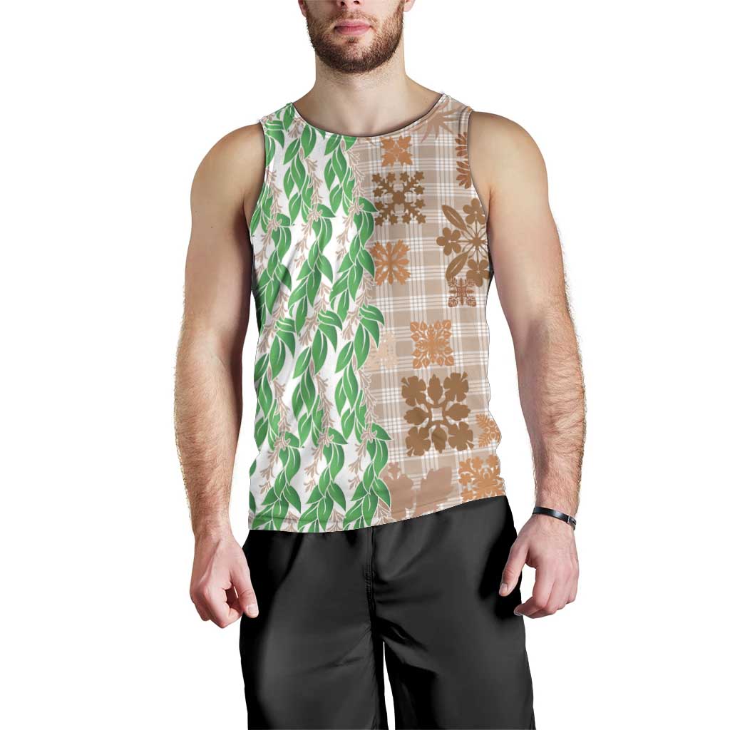 Aloha Hawaii Palaka Tuberose Lei Men Tank Top Hawaiian Quilt Seamless Style - Polynesian Pride