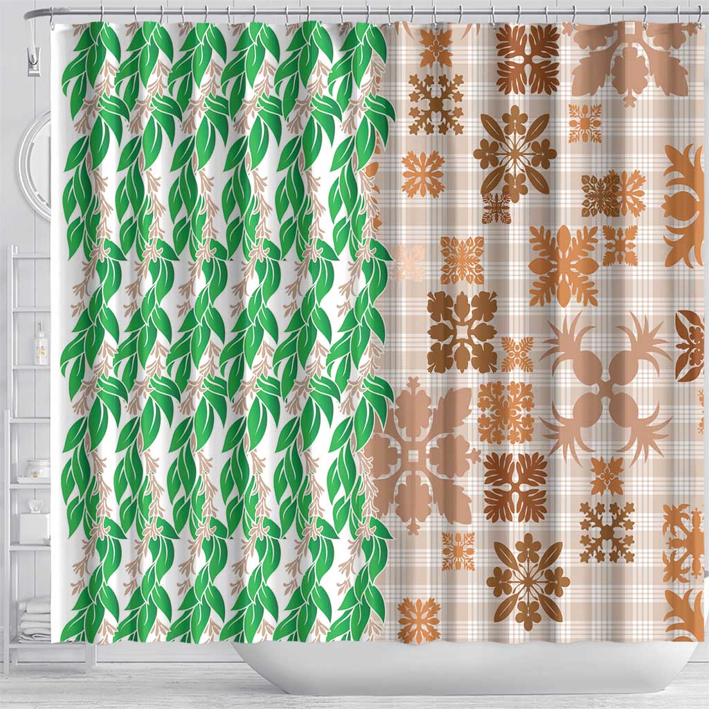 Aloha Hawaii Palaka Tuberose Lei Shower Curtain Hawaiian Quilt Seamless Style - Polynesian Pride