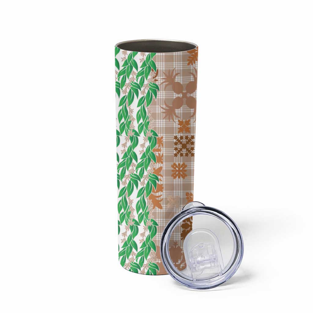 Aloha Hawaii Palaka Tuberose Lei Skinny Tumbler Hawaiian Quilt Seamless Style LT14 - Polynesian Pride