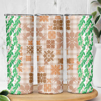 Aloha Hawaii Palaka Tuberose Lei Skinny Tumbler Hawaiian Quilt Seamless Style LT14 - Polynesian Pride