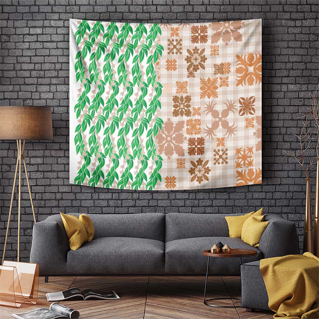 Aloha Hawaii Palaka Tuberose Lei Tapestry Hawaiian Quilt Seamless Style - Polynesian Pride