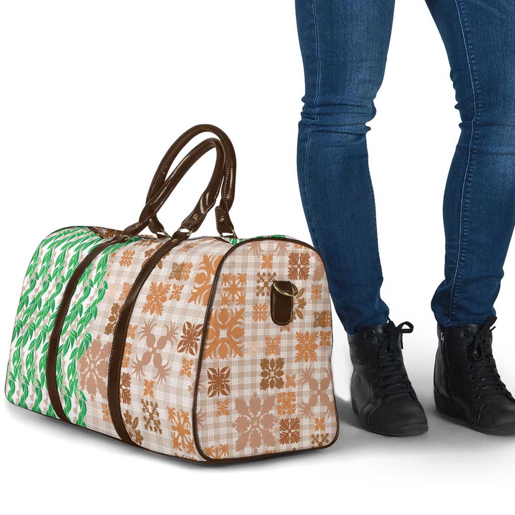 Aloha Hawaii Palaka Tuberose Lei Travel Bag Hawaiian Quilt Seamless Style - Polynesian Pride