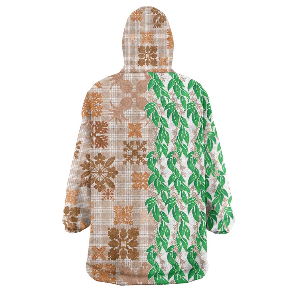 Aloha Hawaii Palaka Tuberose Lei Wearable Blanket Hoodie Hawaiian Quilt Seamless Style LT14 - Polynesian Pride