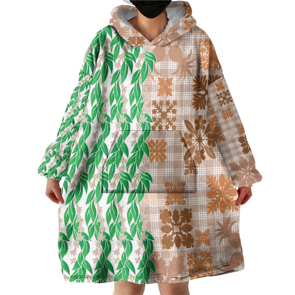 Aloha Hawaii Palaka Tuberose Lei Wearable Blanket Hoodie Hawaiian Quilt Seamless Style LT14 - Polynesian Pride