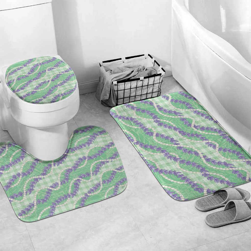Pastel Green Hawaii Palaka Honohono Pikake Bathroom Set Hawaiian Orchid Lei Polynesian Pattern - Polynesian Pride