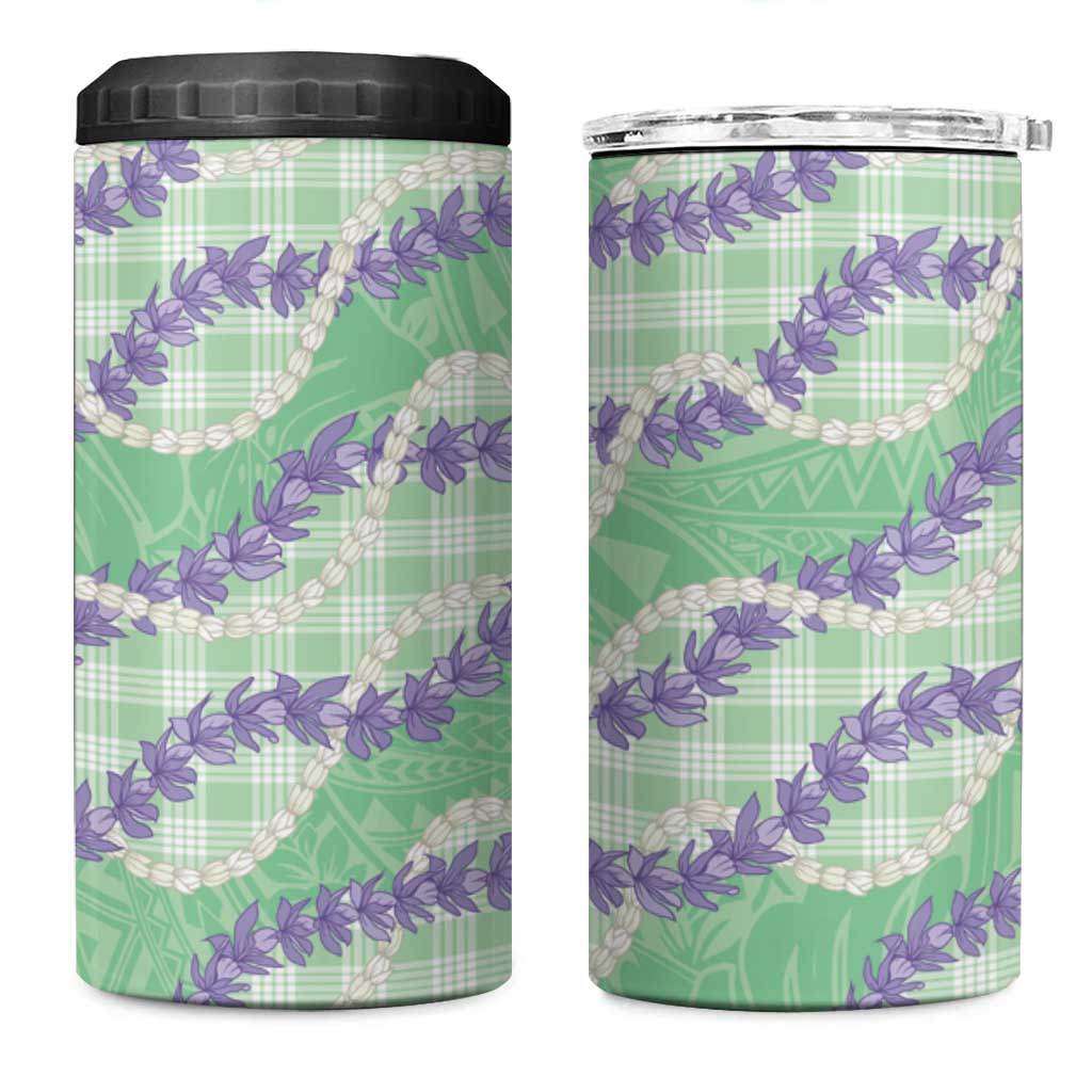 Pastel Green Hawaii Palaka Honohono Pikake 4 in 1 Can Cooler Tumbler Hawaiian Orchid Lei Polynesian Pattern LT14 One Size: 16 oz Pastel Green - Polynesian Pride