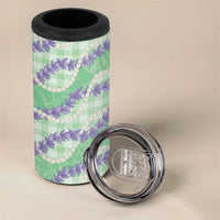 Pastel Green Hawaii Palaka Honohono Pikake 4 in 1 Can Cooler Tumbler Hawaiian Orchid Lei Polynesian Pattern LT14 - Polynesian Pride