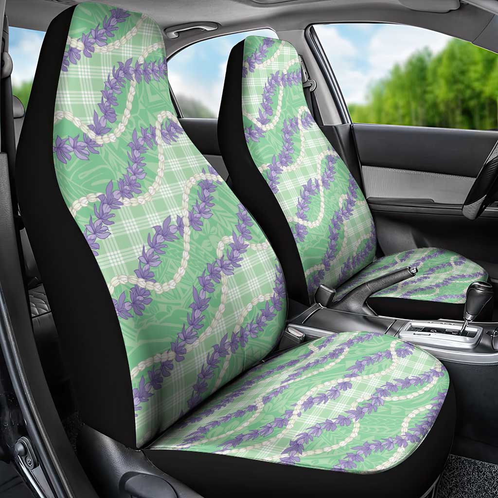 Pastel Green Hawaii Palaka Honohono Pikake Car Seat Cover Hawaiian Orchid Lei Polynesian Pattern LT14 - Polynesian Pride