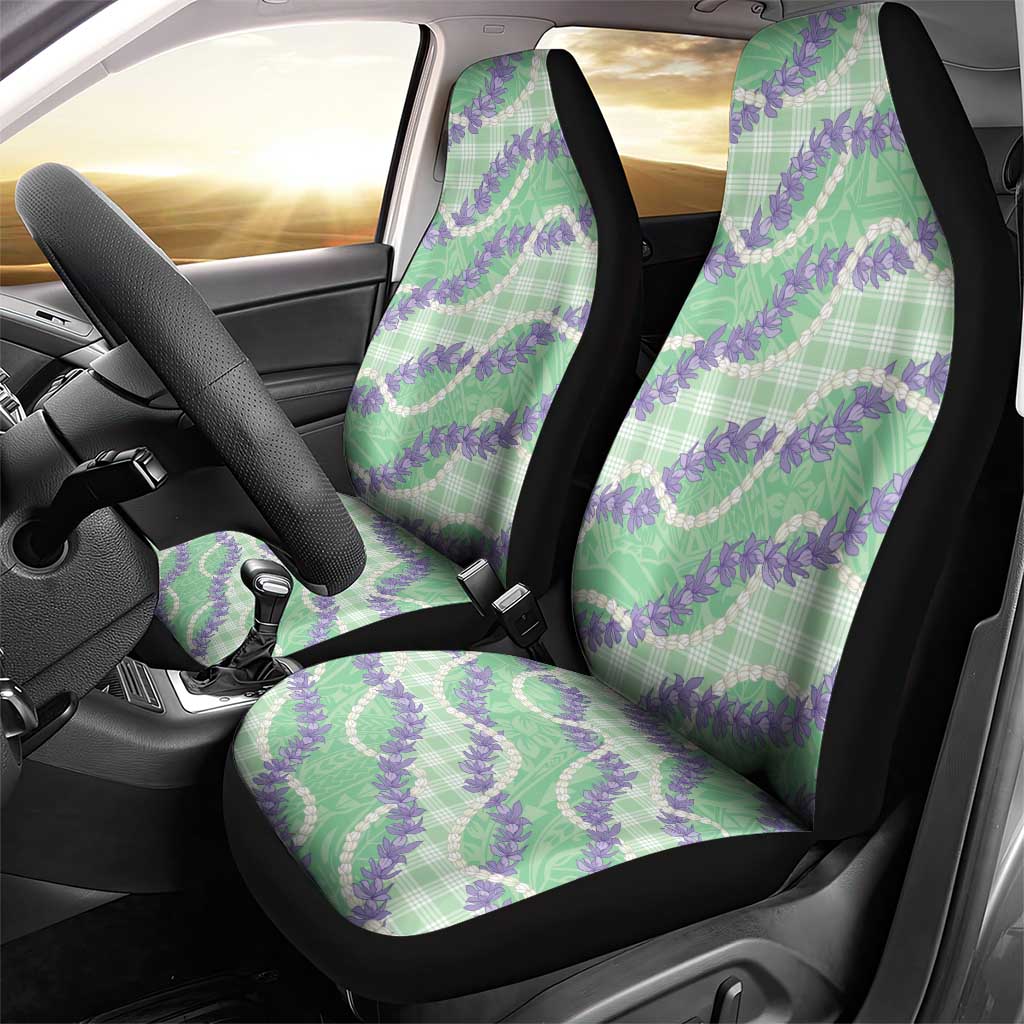 Pastel Green Hawaii Palaka Honohono Pikake Car Seat Cover Hawaiian Orchid Lei Polynesian Pattern LT14 - Polynesian Pride