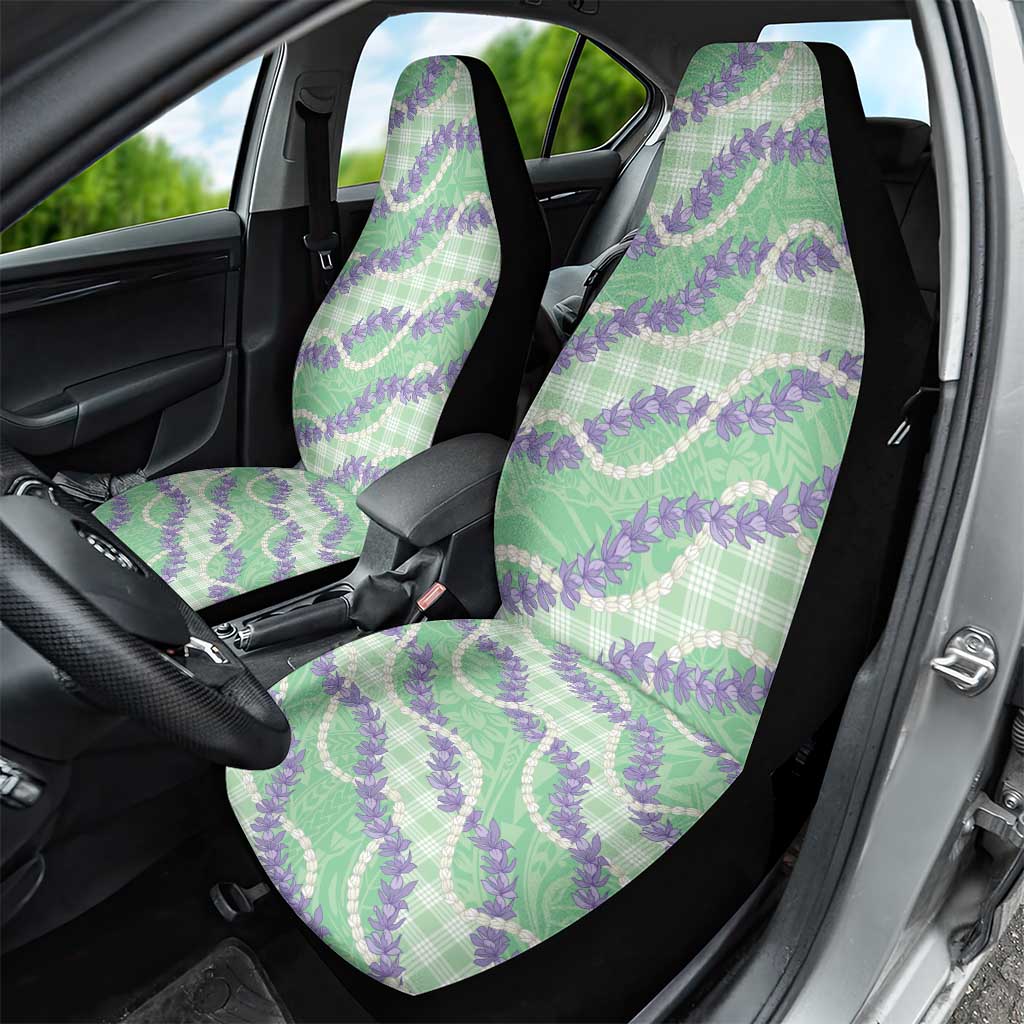 Pastel Green Hawaii Palaka Honohono Pikake Car Seat Cover Hawaiian Orchid Lei Polynesian Pattern LT14 - Polynesian Pride