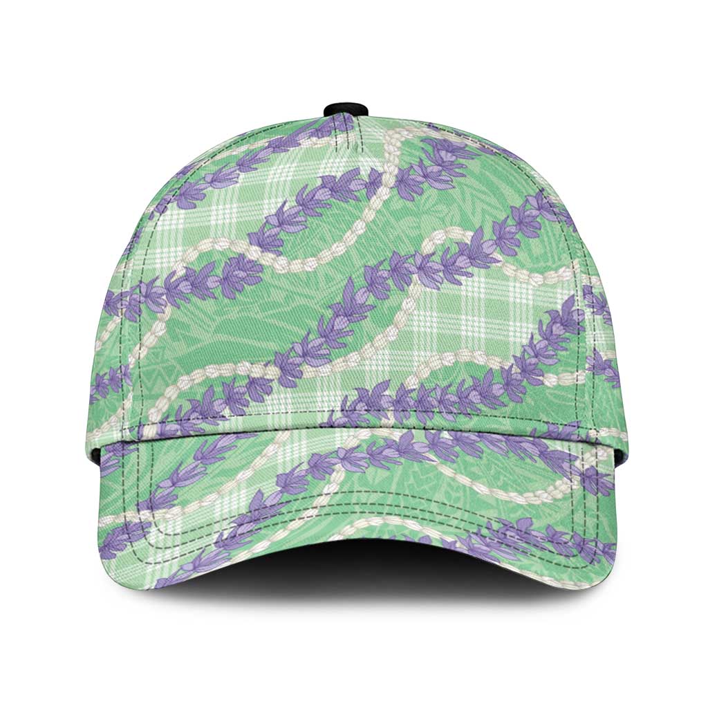 Pastel Green Hawaii Palaka Honohono Pikake Classic Cap Hawaiian Orchid Lei Polynesian Pattern LT14 Universal Fit Pastel Green - Polynesian Pride