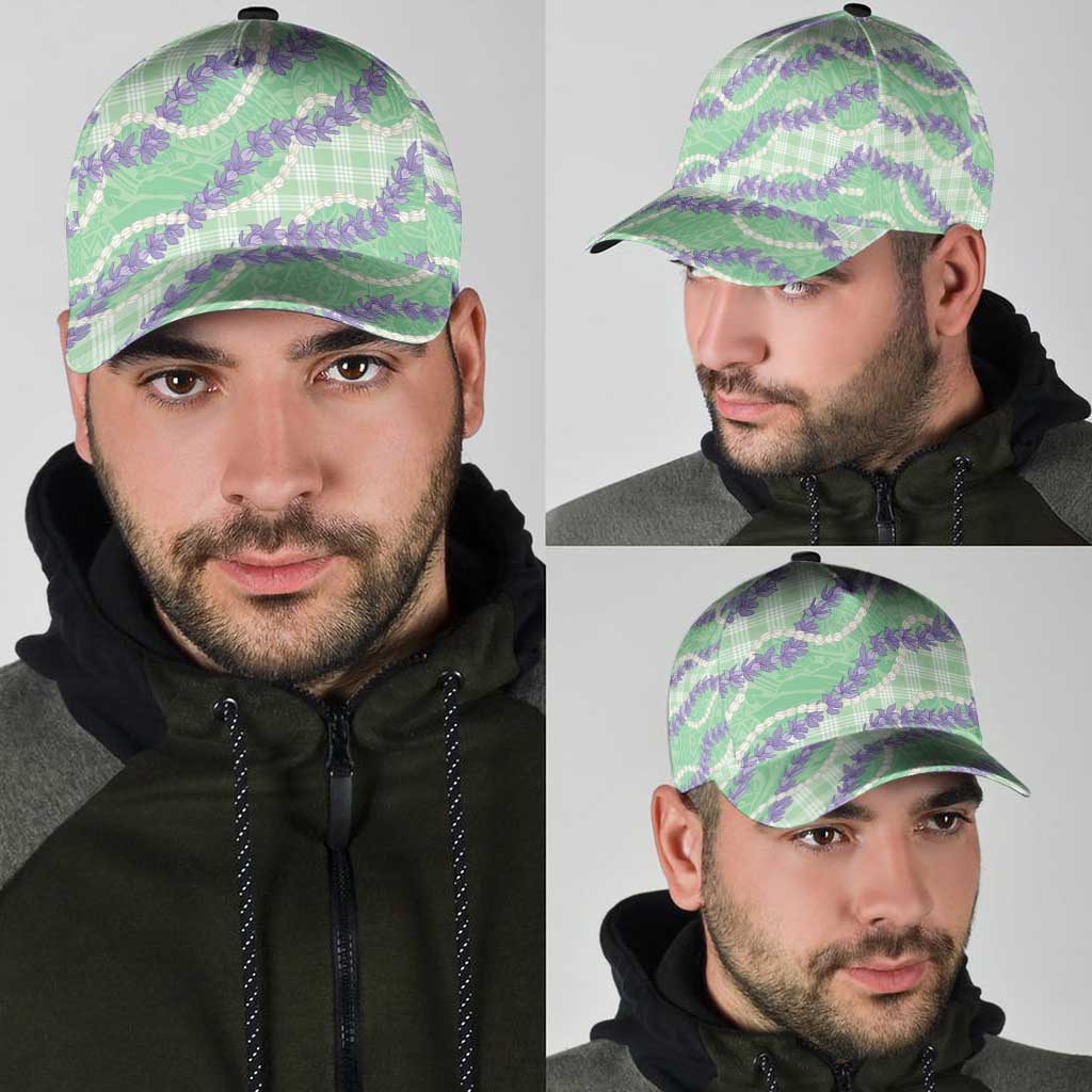 Pastel Green Hawaii Palaka Honohono Pikake Classic Cap Hawaiian Orchid Lei Polynesian Pattern LT14 - Polynesian Pride