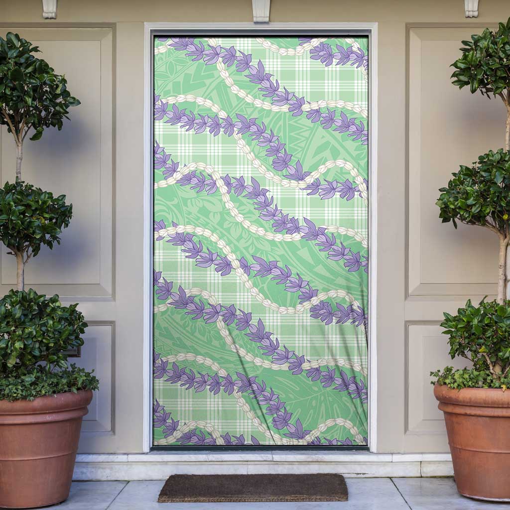 Pastel Green Hawaii Palaka Honohono Pikake Door Cover Hawaiian Orchid Lei Polynesian Pattern LT14 Pastel Green - Polynesian Pride