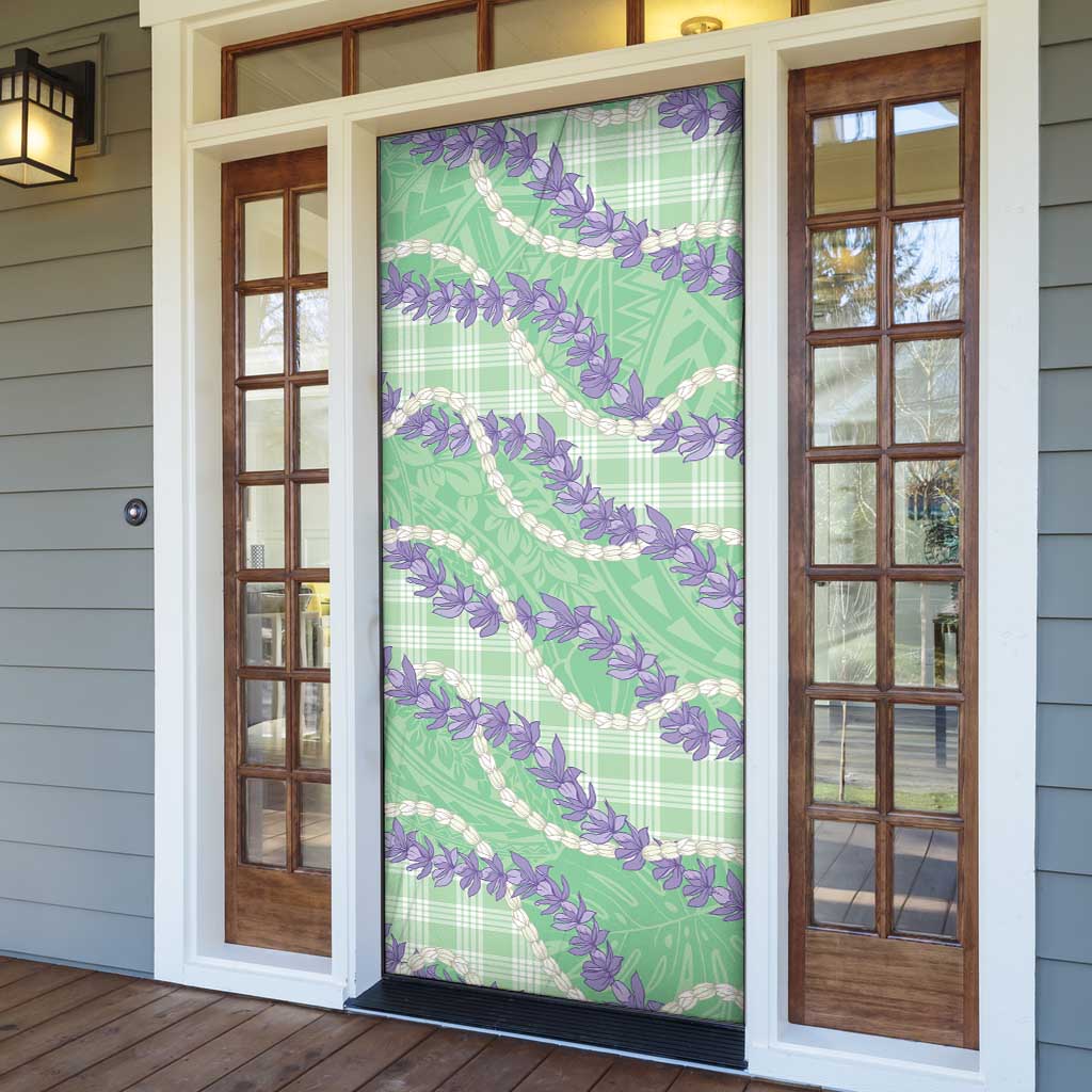 Pastel Green Hawaii Palaka Honohono Pikake Door Cover Hawaiian Orchid Lei Polynesian Pattern LT14 - Polynesian Pride