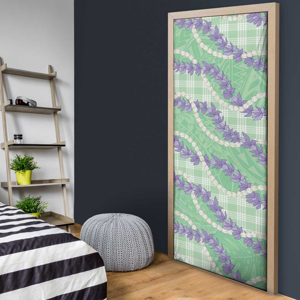 Pastel Green Hawaii Palaka Honohono Pikake Door Cover Hawaiian Orchid Lei Polynesian Pattern LT14 - Polynesian Pride