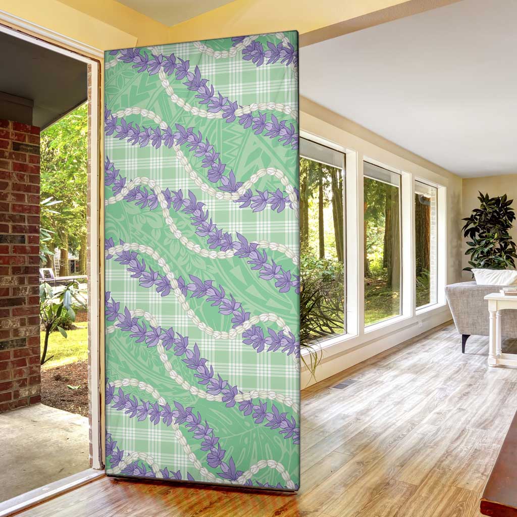 Pastel Green Hawaii Palaka Honohono Pikake Door Cover Hawaiian Orchid Lei Polynesian Pattern LT14 - Polynesian Pride