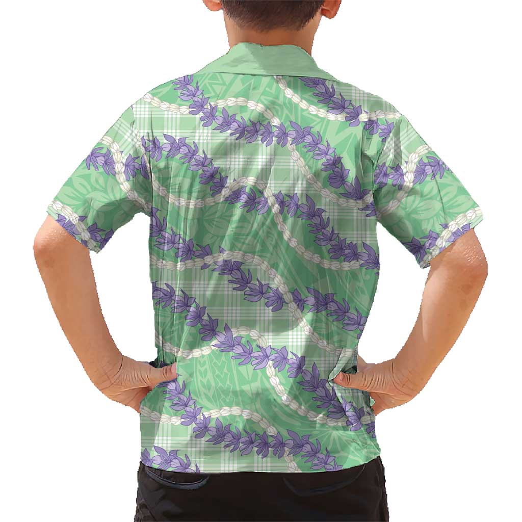 Pastel Green Hawaii Palaka Honohono Pikake Family Matching Mermaid Dress and Hawaiian Shirt Hawaiian Orchid Lei Polynesian Pattern LT14 - Polynesian Pride