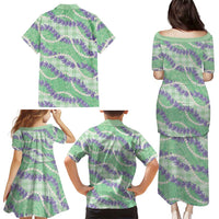 Pastel Green Hawaii Palaka Honohono Pikake Family Matching Puletasi and Hawaiian Shirt Hawaiian Orchid Lei Polynesian Pattern LT14 - Polynesian Pride