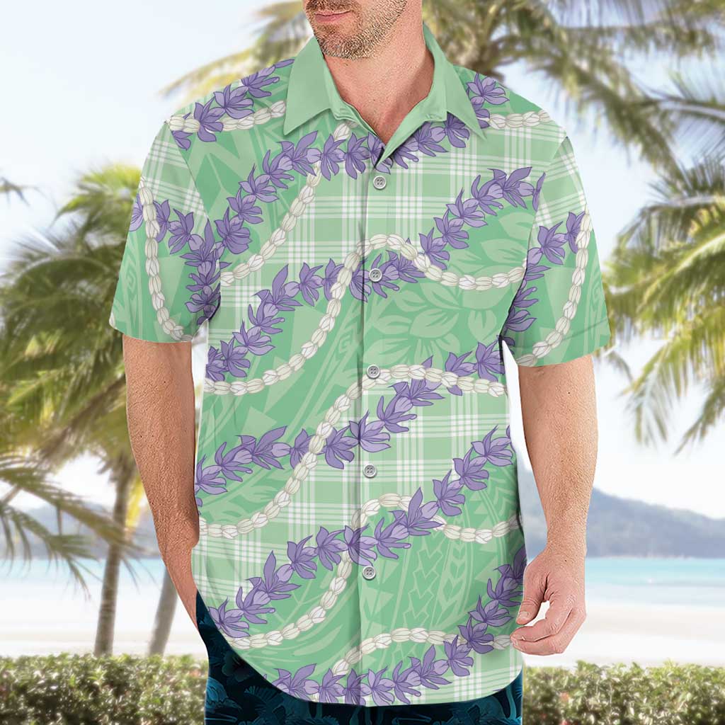 Pastel Green Hawaii Palaka Honohono Pikake Hawaiian Shirt Hawaiian Orchid Lei Polynesian Pattern LT14 - Polynesian Pride