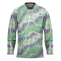 Pastel Green Hawaii Palaka Honohono Pikake Hockey Jersey Hawaiian Orchid Lei Polynesian Pattern LT14 Unisex Pastel Green - Polynesian Pride