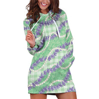 Pastel Green Hawaii Palaka Honohono Pikake Hoodie Dress Hawaiian Orchid Lei Polynesian Pattern LT14 Pastel Green - Polynesian Pride