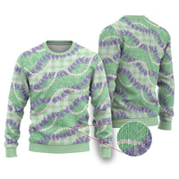 Pastel Green Hawaii Palaka Honohono Pikake Ugly Christmas Sweater Hawaiian Orchid Lei Polynesian Pattern LT14 Pastel Green - Polynesian Pride