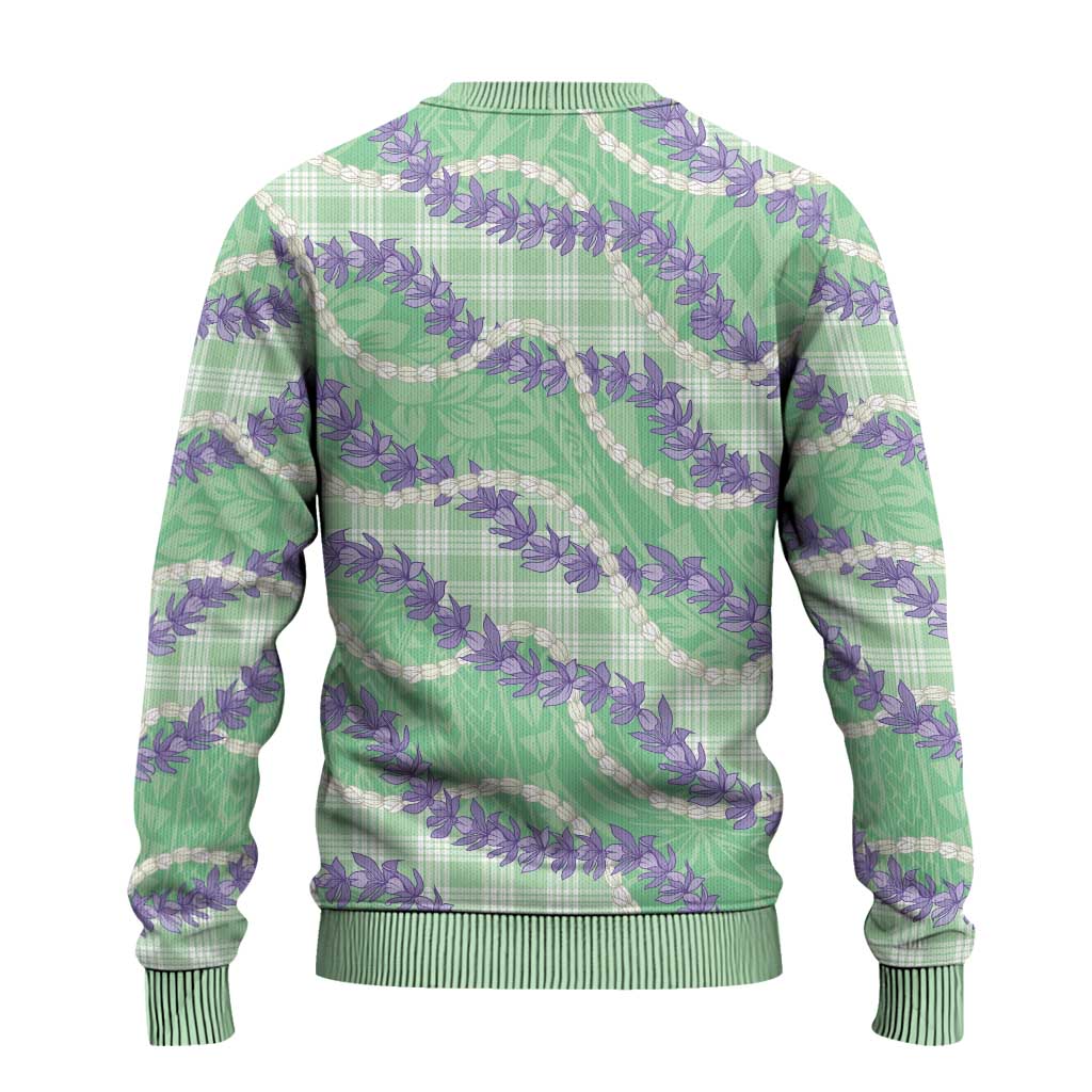 Pastel Green Hawaii Palaka Honohono Pikake Ugly Christmas Sweater Hawaiian Orchid Lei Polynesian Pattern LT14 - Polynesian Pride