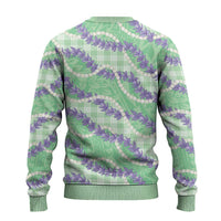 Pastel Green Hawaii Palaka Honohono Pikake Ugly Christmas Sweater Hawaiian Orchid Lei Polynesian Pattern LT14 - Polynesian Pride