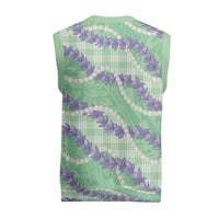 Pastel Green Hawaii Palaka Honohono Pikake Christmas Knitted V-Neck Vest Hawaiian Orchid Lei Polynesian Pattern LT14 - Polynesian Pride