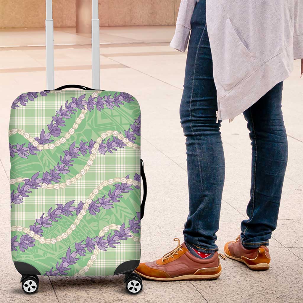 Pastel Green Hawaii Palaka Honohono Pikake Luggage Cover Hawaiian Orchid Lei Polynesian Pattern LT14 Pastel Green - Polynesian Pride
