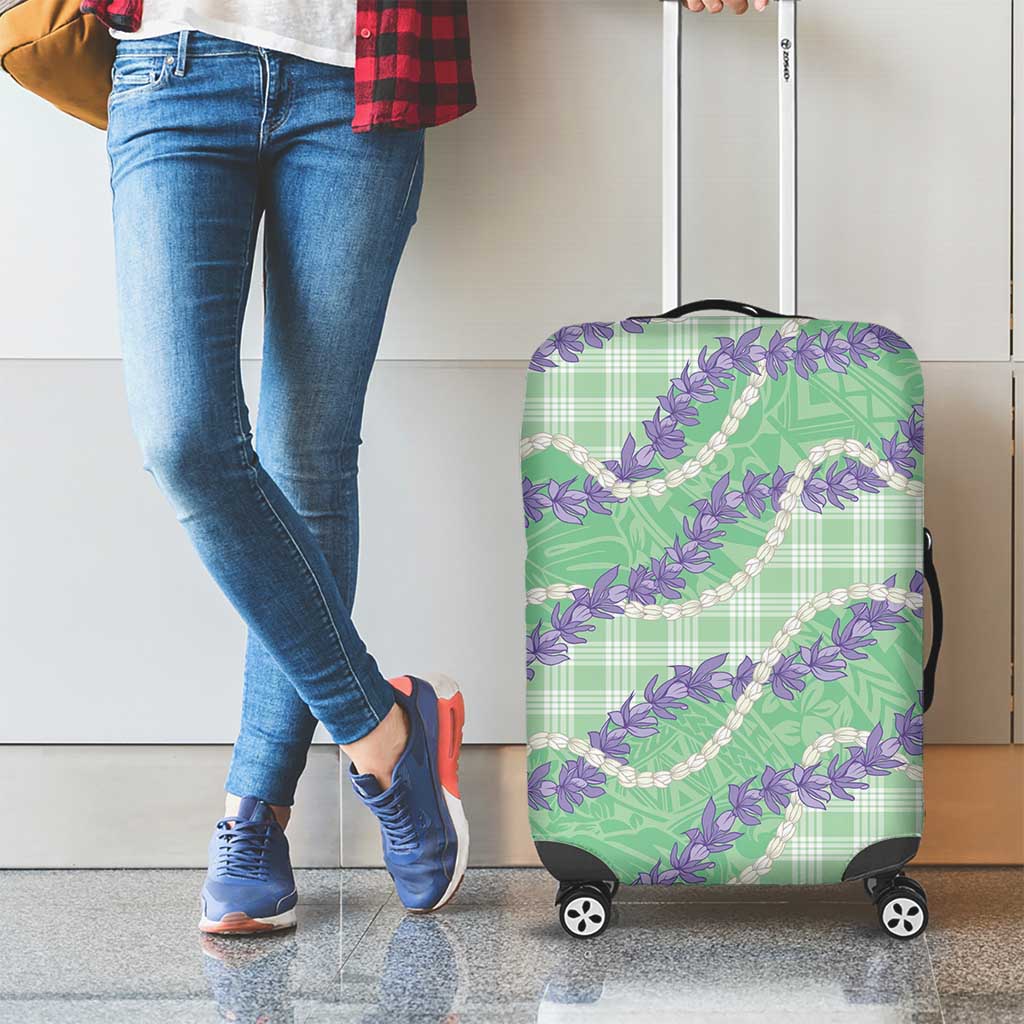 Pastel Green Hawaii Palaka Honohono Pikake Luggage Cover Hawaiian Orchid Lei Polynesian Pattern LT14 - Polynesian Pride