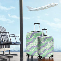 Pastel Green Hawaii Palaka Honohono Pikake Luggage Cover Hawaiian Orchid Lei Polynesian Pattern LT14 - Polynesian Pride