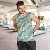 Pastel Green Hawaii Palaka Honohono Pikake Men Tank Top Hawaiian Orchid Lei Polynesian Pattern - Polynesian Pride