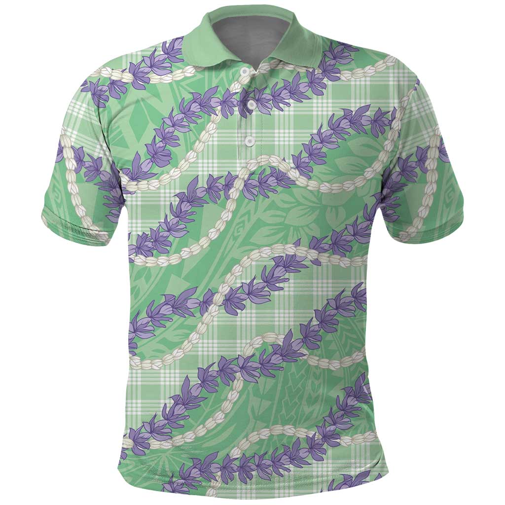 Pastel Green Hawaii Palaka Honohono Pikake Polo Shirt Hawaiian Orchid Lei Polynesian Pattern LT14 Pastel Green - Polynesian Pride