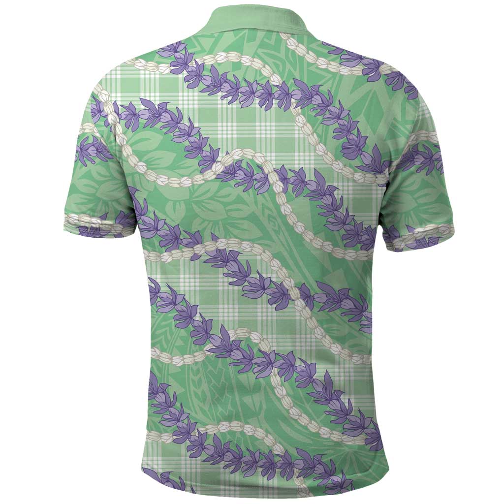Pastel Green Hawaii Palaka Honohono Pikake Polo Shirt Hawaiian Orchid Lei Polynesian Pattern LT14 - Polynesian Pride