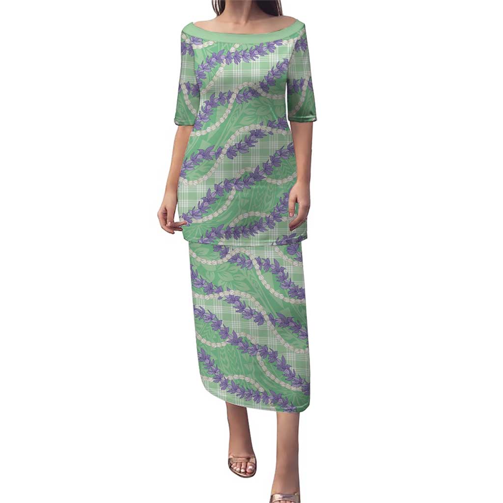 Pastel Green Hawaii Palaka Honohono Pikake Puletasi Hawaiian Orchid Lei Polynesian Pattern - Polynesian Pride