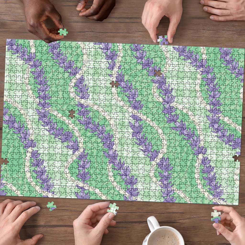 Pastel Green Hawaii Palaka Honohono Pikake Puzzle Hawaiian Orchid Lei Polynesian Pattern - Polynesian Pride