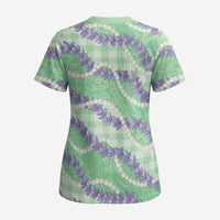 Pastel Green Hawaii Palaka Honohono Pikake Scrub Top Hawaiian Orchid Lei Polynesian Pattern LT14 - Polynesian Pride
