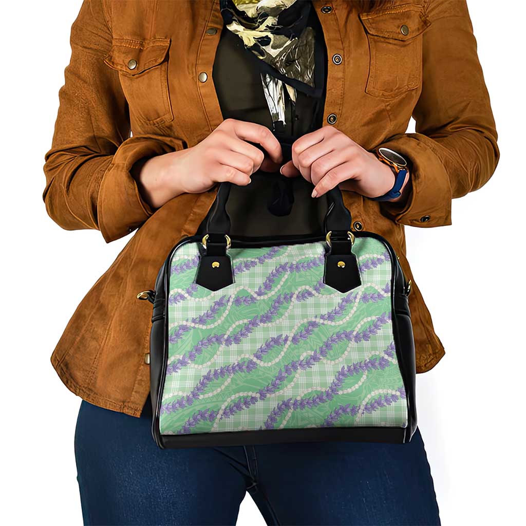 Pastel Green Hawaii Palaka Honohono Pikake Shoulder Handbag Hawaiian Orchid Lei Polynesian Pattern - Polynesian Pride
