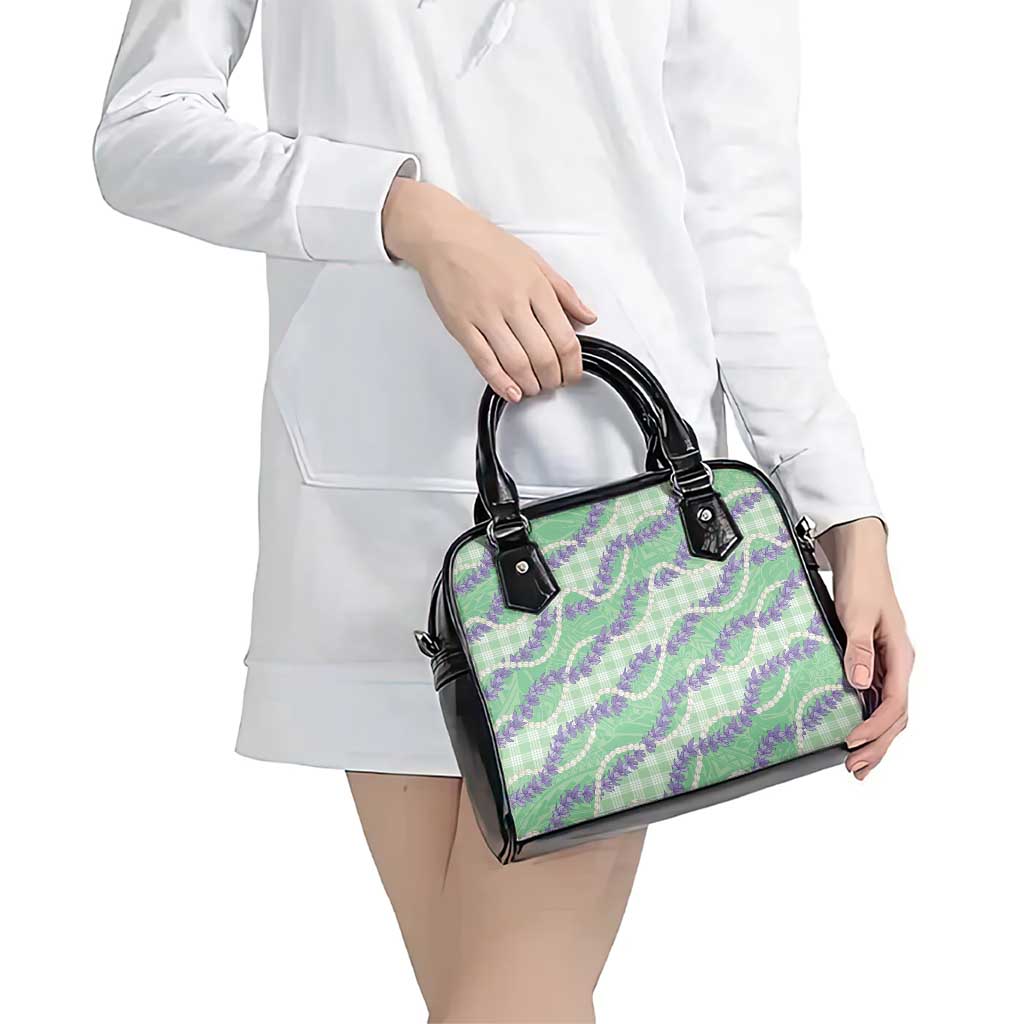 Pastel Green Hawaii Palaka Honohono Pikake Shoulder Handbag Hawaiian Orchid Lei Polynesian Pattern - Polynesian Pride